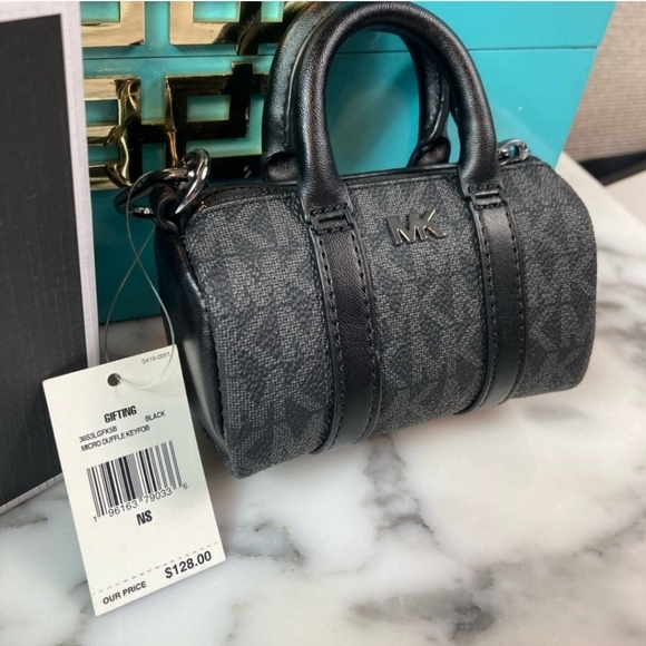 🔹️ Michael Kors 🔹️Gifting Black Micro Duffle Keyfob Key Bag Charm. No box✨🖤 - Picture 2 of 4